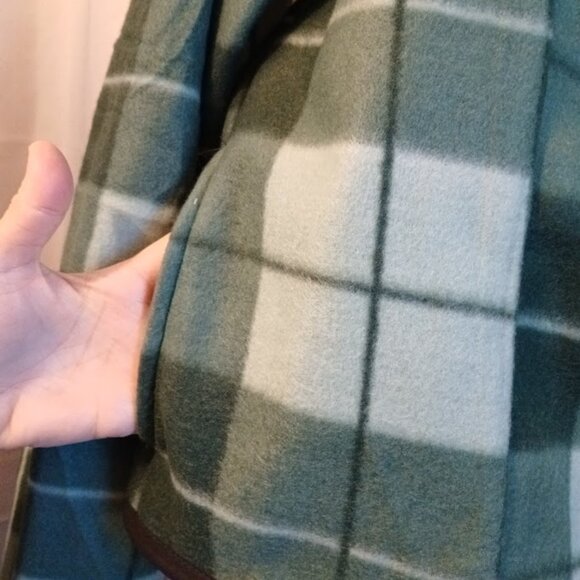 New Plaid Fleece Full Zip up Sweatshirt womens L Green Sage Collared w/2 Pockets - Picture 4 of 8